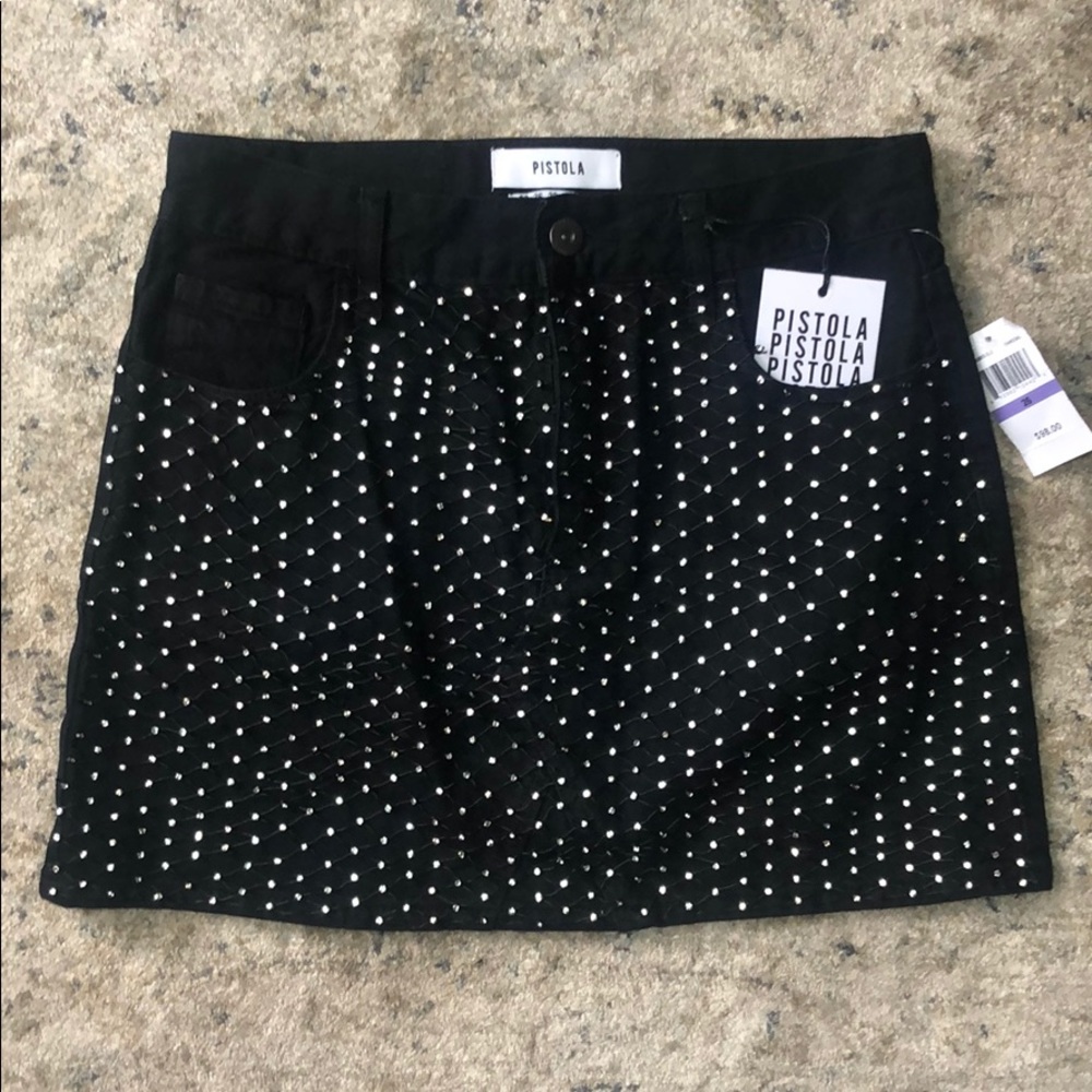 NWT BLACK PISTOLA SHINY SKIRT